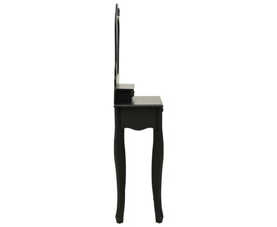 Set masă de toaletă cu taburet negru 50x59x136 cm paulownia, 5 image