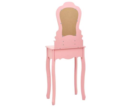 Set masă de toaletă cu taburet roz 50x59x136 cm lemn paulownia, 6 image