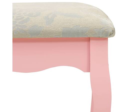 Set masă de toaletă cu taburet roz 50x59x136 cm lemn paulownia, 10 image