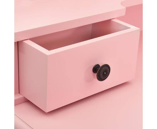 Set masă de toaletă cu taburet roz 80x69x141 cm lemn paulownia, 2 image
