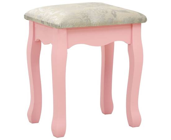 Set masă de toaletă cu taburet roz 80x69x141 cm lemn paulownia, 10 image