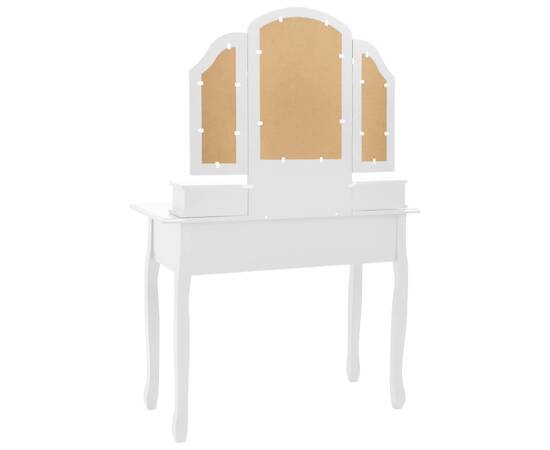 Set masă toaletă cu taburet alb 100x40x146 cm lemn paulownia, 7 image