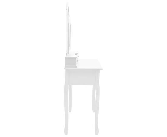Set masă toaletă cu taburet alb 100x40x146 cm lemn paulownia, 6 image