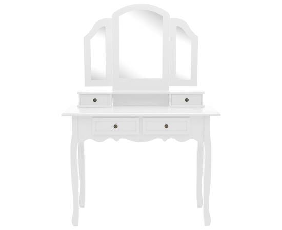 Set masă toaletă cu taburet alb 100x40x146 cm lemn paulownia, 4 image