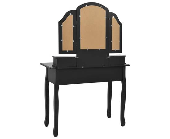 Set masă toaletă cu taburet negru 100x40x146 cm lemn paulownia, 7 image