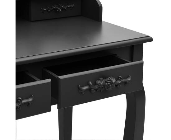 Set masă toaletă cu taburet negru 75x69x140 cm lemn paulownia, 8 image