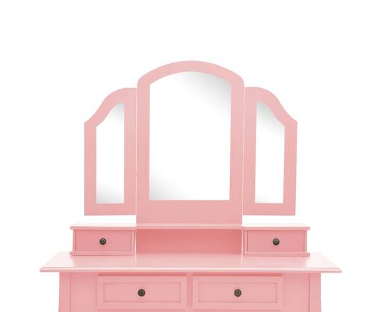Set masă toaletă cu taburet roz 100x40x146 cm lemn paulownia, 8 image