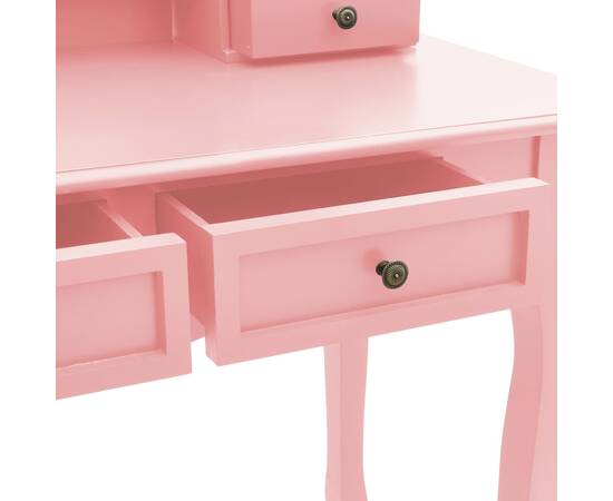 Set masă toaletă cu taburet roz 100x40x146 cm lemn paulownia, 9 image