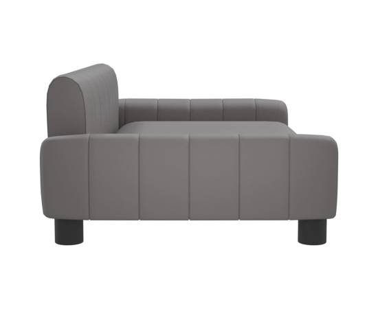 Canapea pentru copii, gri, 90x53x30 cm, piele ecologică, 4 image