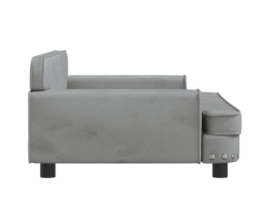 Canapea pentru copii, gri deschis, 90x53x30 cm, catifea, 4 image