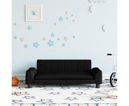 Canapea pentru copii, negru, 90x53x30 cm, material textil