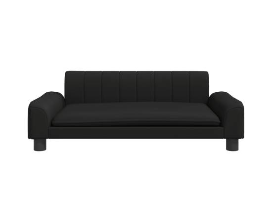 Canapea pentru copii, negru, 90x53x30 cm, piele ecologică, 3 image