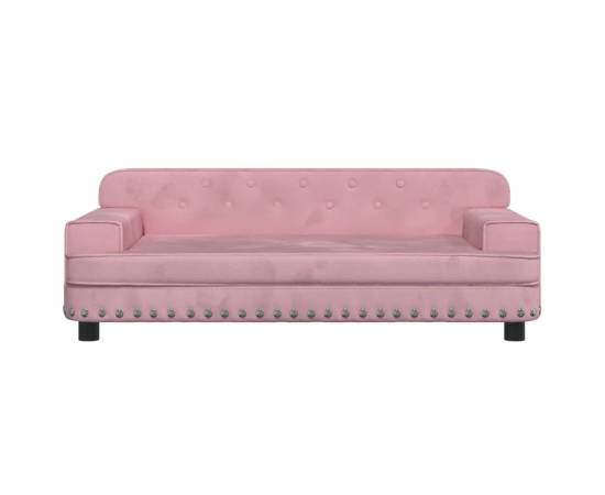 Canapea pentru copii, roz, 90x53x30 cm, catifea, 3 image