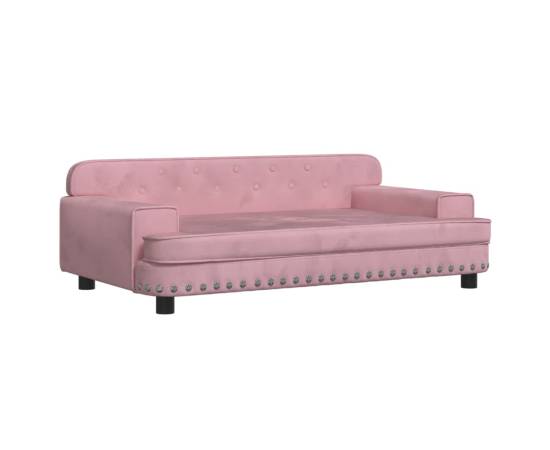 Canapea pentru copii, roz, 90x53x30 cm, catifea, 2 image