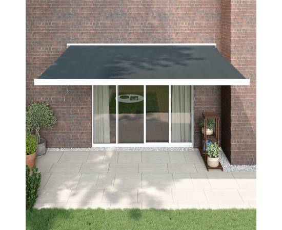 Copertină retractabilă, antracit, 4x3 m, textil și aluminiu