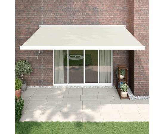 Copertină retractabilă, crem, 4x3 m, textil și aluminiu