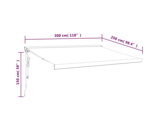 Copertină retractabilă, galben/alb, 3x2,5 m, textil/aluminiu, 10 image