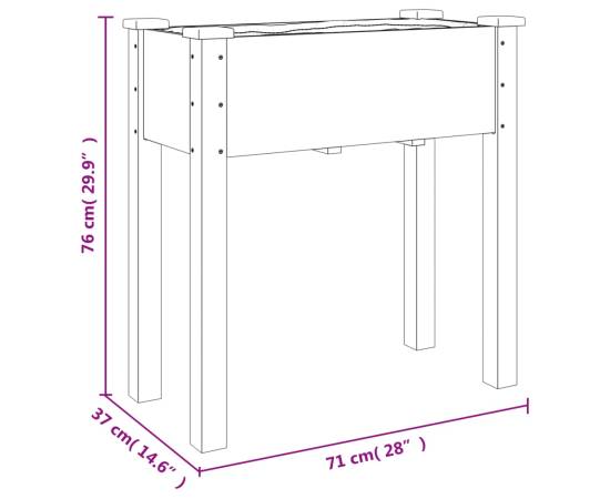 Jardinieră cu roți & căptușeală maro 71x37x76cm lemn masiv brad, 8 image