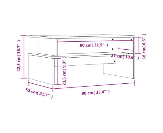 Măsuță de cafea, gri beton, 90x55x42,5 cm, lemn prelucrat, 9 image