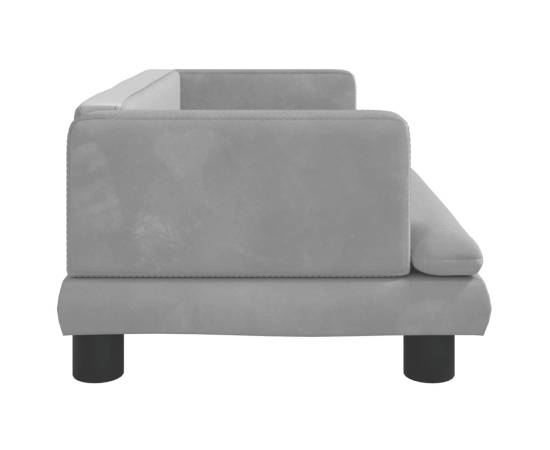 Canapea pentru copii, gri deschis, 80x45x30 cm, catifea, 4 image