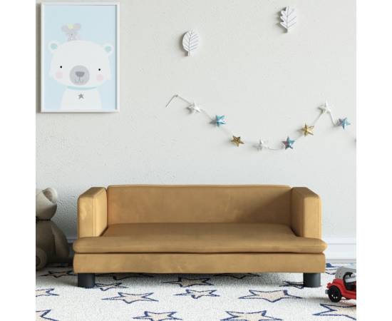 Canapea pentru copii, maro, 80x45x30 cm, catifea