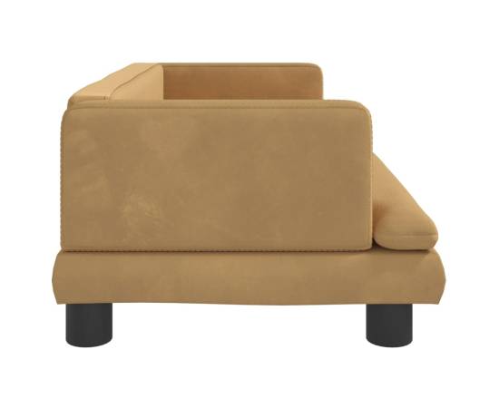 Canapea pentru copii, maro, 80x45x30 cm, catifea, 4 image
