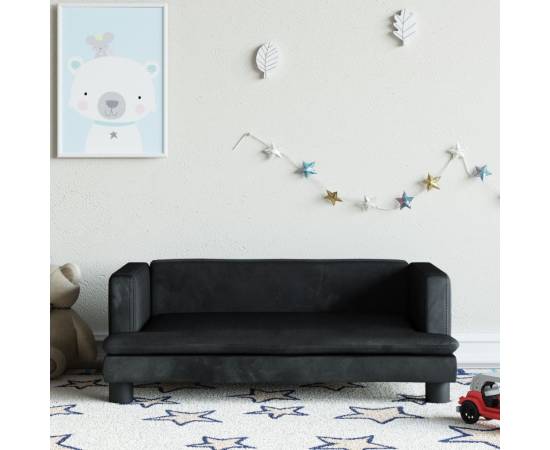 Canapea pentru copii, negru, 80x45x30 cm, catifea
