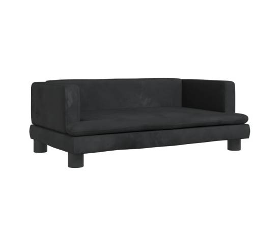 Canapea pentru copii, negru, 80x45x30 cm, catifea, 2 image