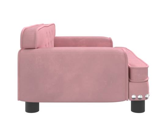Canapea pentru copii, roz, 70x45x30 cm, catifea, 4 image