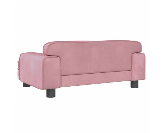Canapea pentru copii, roz, 70x45x30 cm, catifea, 5 image