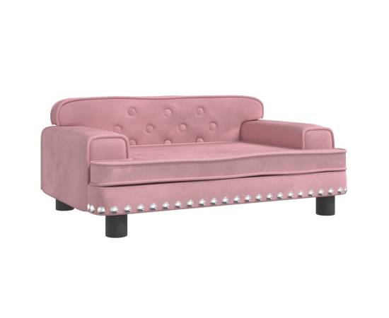 Canapea pentru copii, roz, 70x45x30 cm, catifea, 2 image