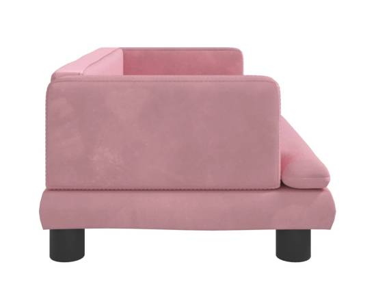 Canapea pentru copii, roz, 80x45x30 cm, catifea, 4 image