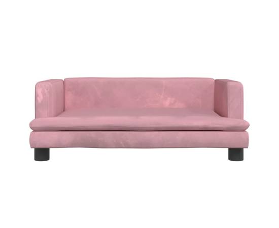Canapea pentru copii, roz, 80x45x30 cm, catifea, 3 image