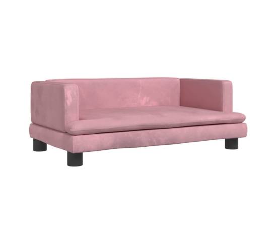 Canapea pentru copii, roz, 80x45x30 cm, catifea, 2 image