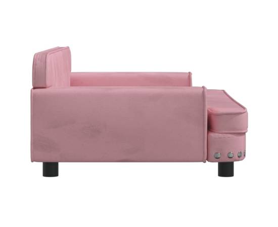 Canapea pentru copii, roz, 90x53x30 cm, catifea, 4 image