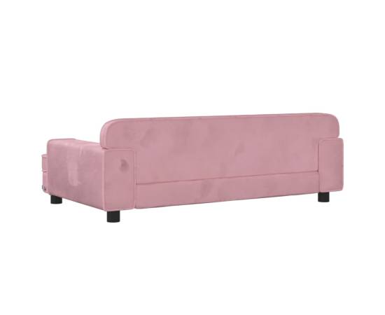 Canapea pentru copii, roz, 90x53x30 cm, catifea, 5 image