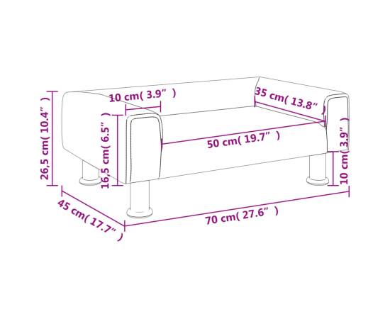 Canapea pentru copii, albastru, 70x45x26,5 cm, catifea, 7 image