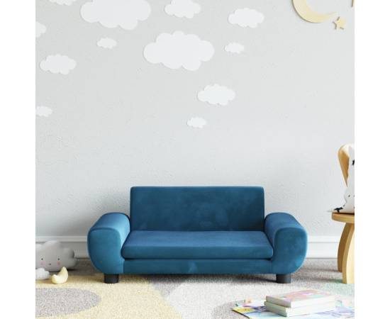Canapea pentru copii, albastru, 70x45x33 cm, catifea