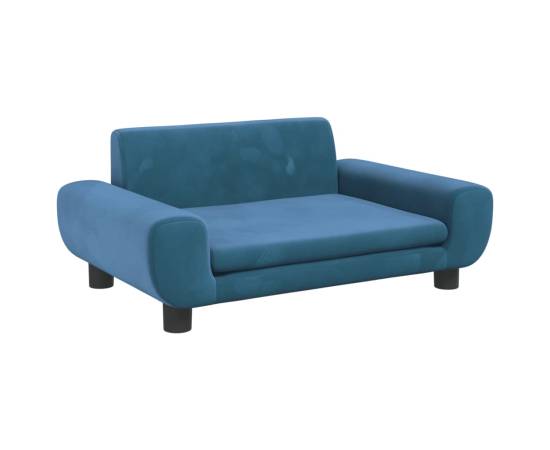 Canapea pentru copii, albastru, 70x45x33 cm, catifea, 2 image