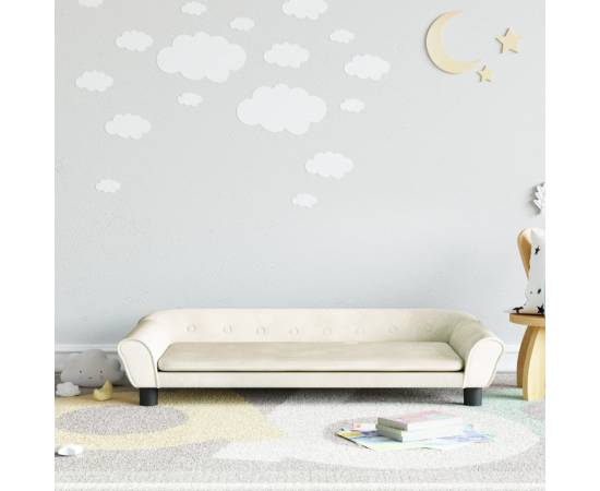 Canapea pentru copii, crem, 100x50x26 cm, catifea