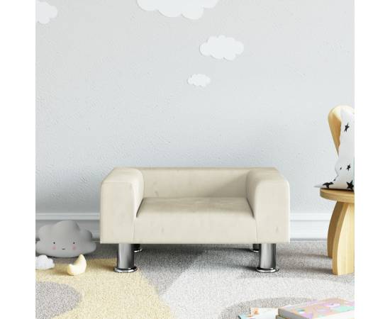 Canapea pentru copii, crem, 50x40x26,5 cm, catifea