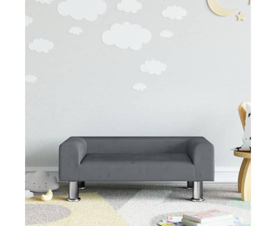 Canapea pentru copii, gri închis, 70x45x26,5 cm, catifea