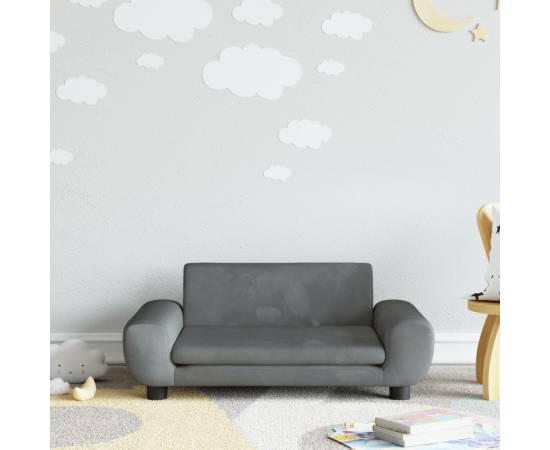Canapea pentru copii, gri închis, 70x45x33 cm, catifea