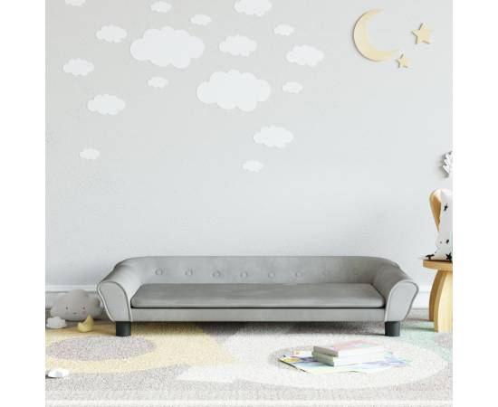 Canapea pentru copii, gri deschis, 100x50x26 cm, catifea