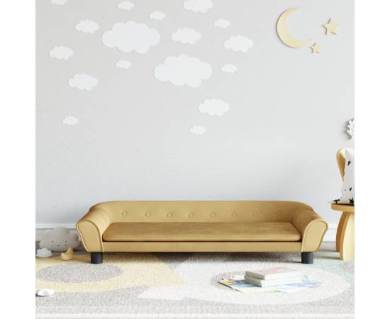 Canapea pentru copii, maro, 100x50x26 cm, catifea
