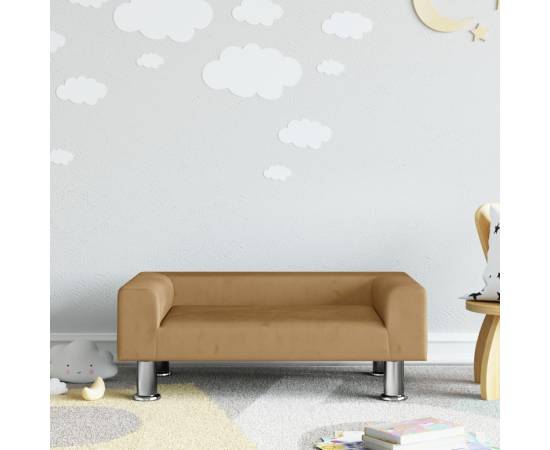 Canapea pentru copii, maro, 70x45x26,5 cm, catifea