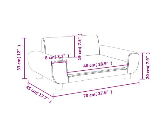 Canapea pentru copii, maro, 70x45x33 cm, catifea, 7 image