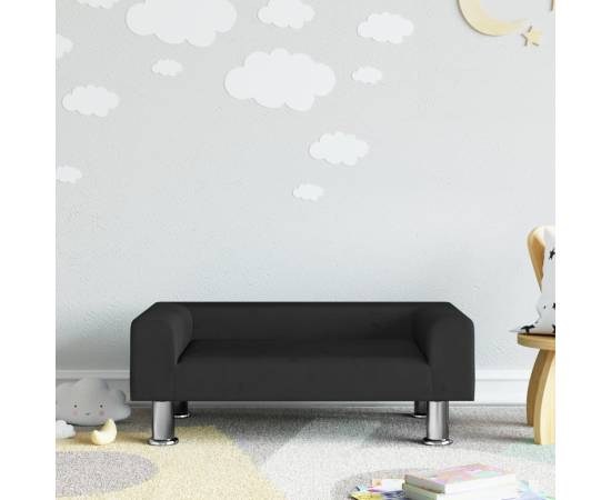 Canapea pentru copii, negru, 70x45x26,5 cm, catifea