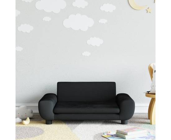 Canapea pentru copii, negru, 70x45x33 cm, catifea
