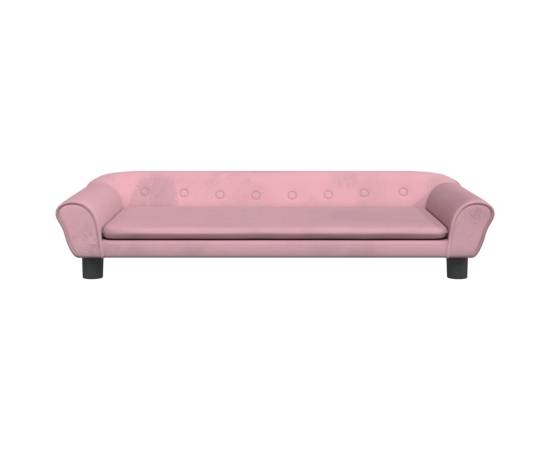 Canapea pentru copii, roz, 100x50x26 cm, catifea, 3 image